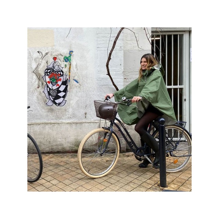 TEMPS DES GRENOUILLES Cape de pluie Vélo Cap Vert POLYESTER 100% RECYCLÉ | Ovelo