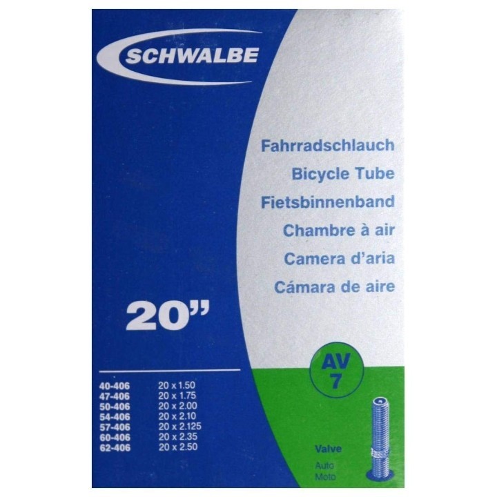 SCHWALBE Chambre à air 20" AV7 20" x1,50 à 2,50- Shrader 40mm | Ovelo