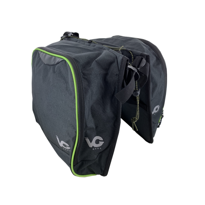 VG BAGS Sacoche double VG pour porte-bagages - (2x 9L) [Noir/Vert] | Ovelo