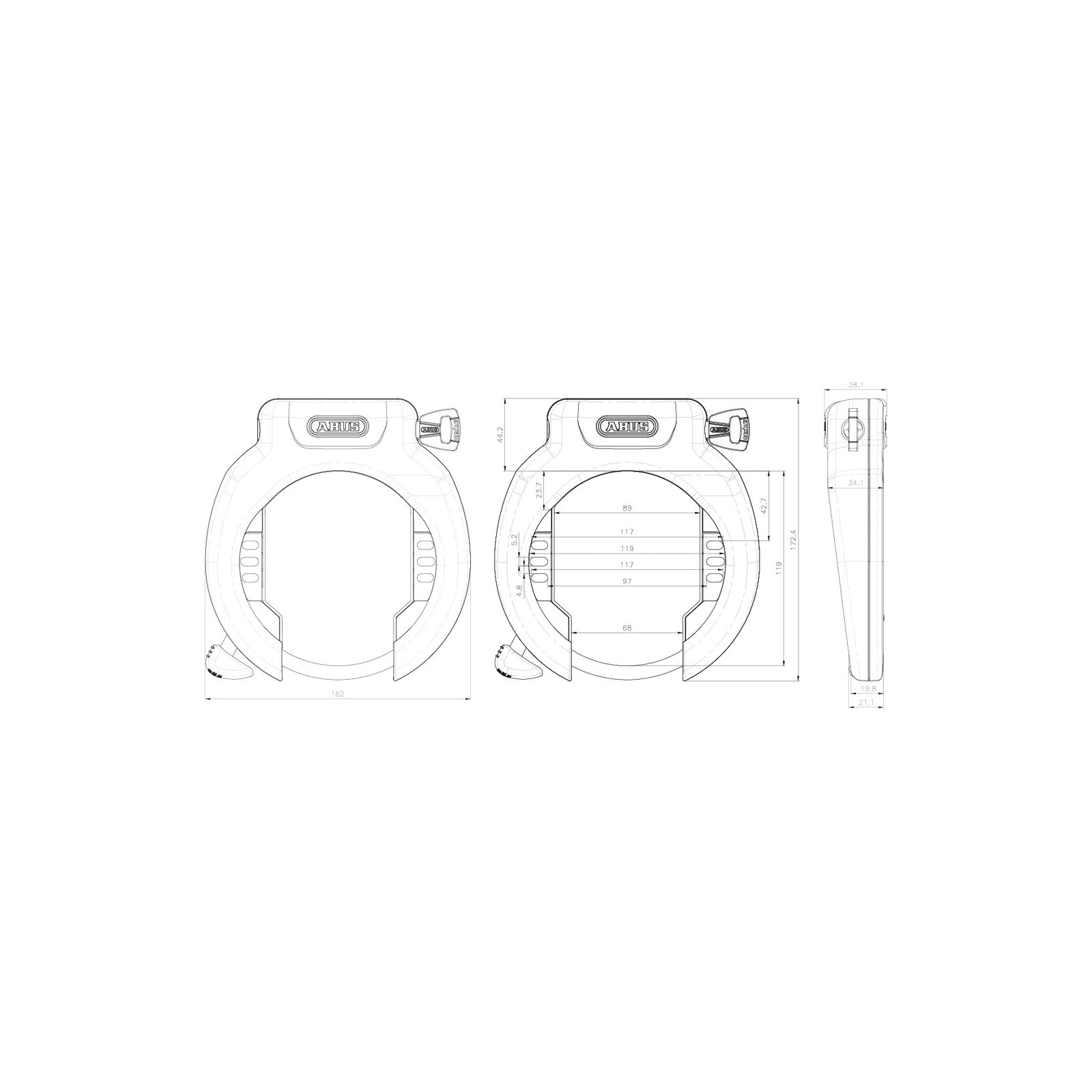 Antivol Cadre Vélo ABUS Level 9 5850 L Pro Shield - Neuf - Clé