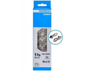 Chaine SHIMANO CN-LG500 9V. / 10V. / 11V. Linkglide (E-bike) Rated LG-500 - 116 Maillons Attache Rapide