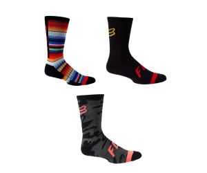 CHAUSSETTES DEFEND 20 cm noir logo or  fox rouge  taille S/M