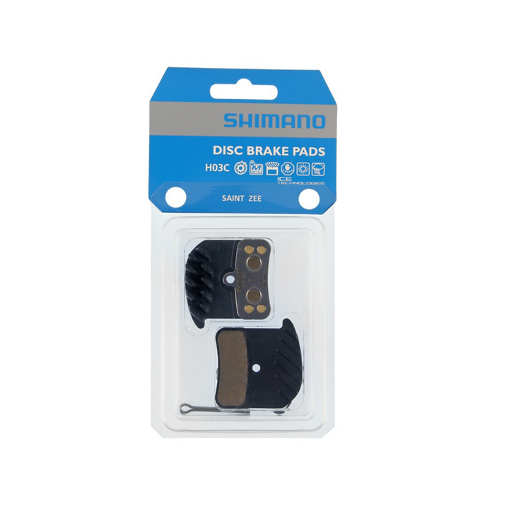 SHIMANO Plaquettes Frein Metal H03C-MF avec ailette et ressort avec goupille fendue (paire) | Ovelo