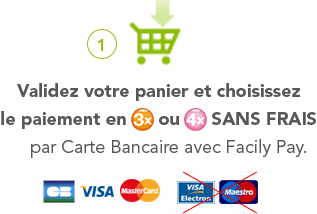 1° Validez votre panier et choisissez le paiement en 3X ou 4X